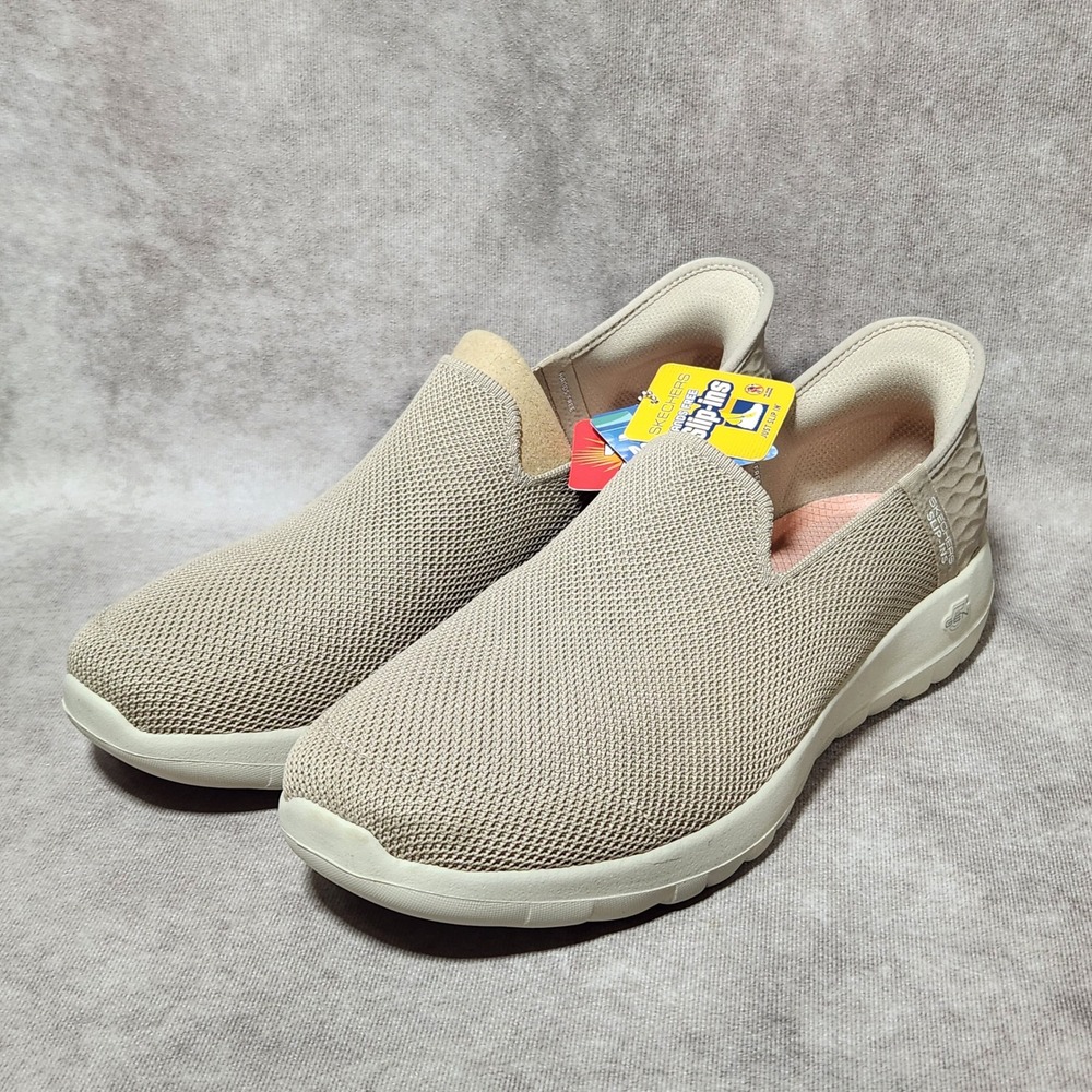Skechers Hands Free Slip-ins Go Walk Joy Sea Gaze Taupe 124641W Womens‎ 12 Wide
